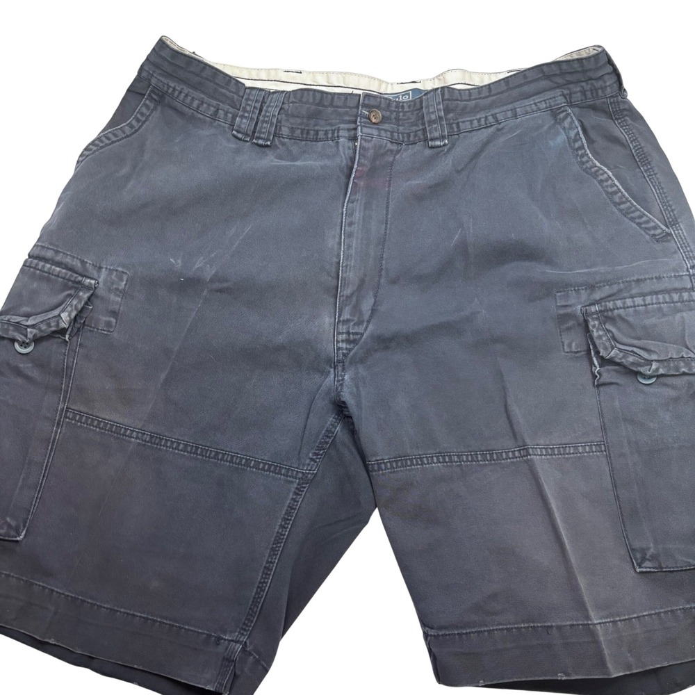Polo Ralph Lauren Mens Navy Blue Cotton Cargo Shorts Size 41 Pony Logo